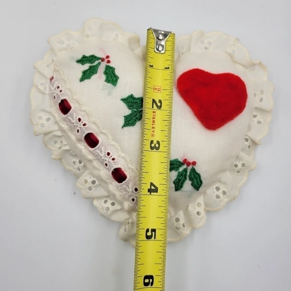 Christmas Handmade Cloth Heart Ornament Vintage